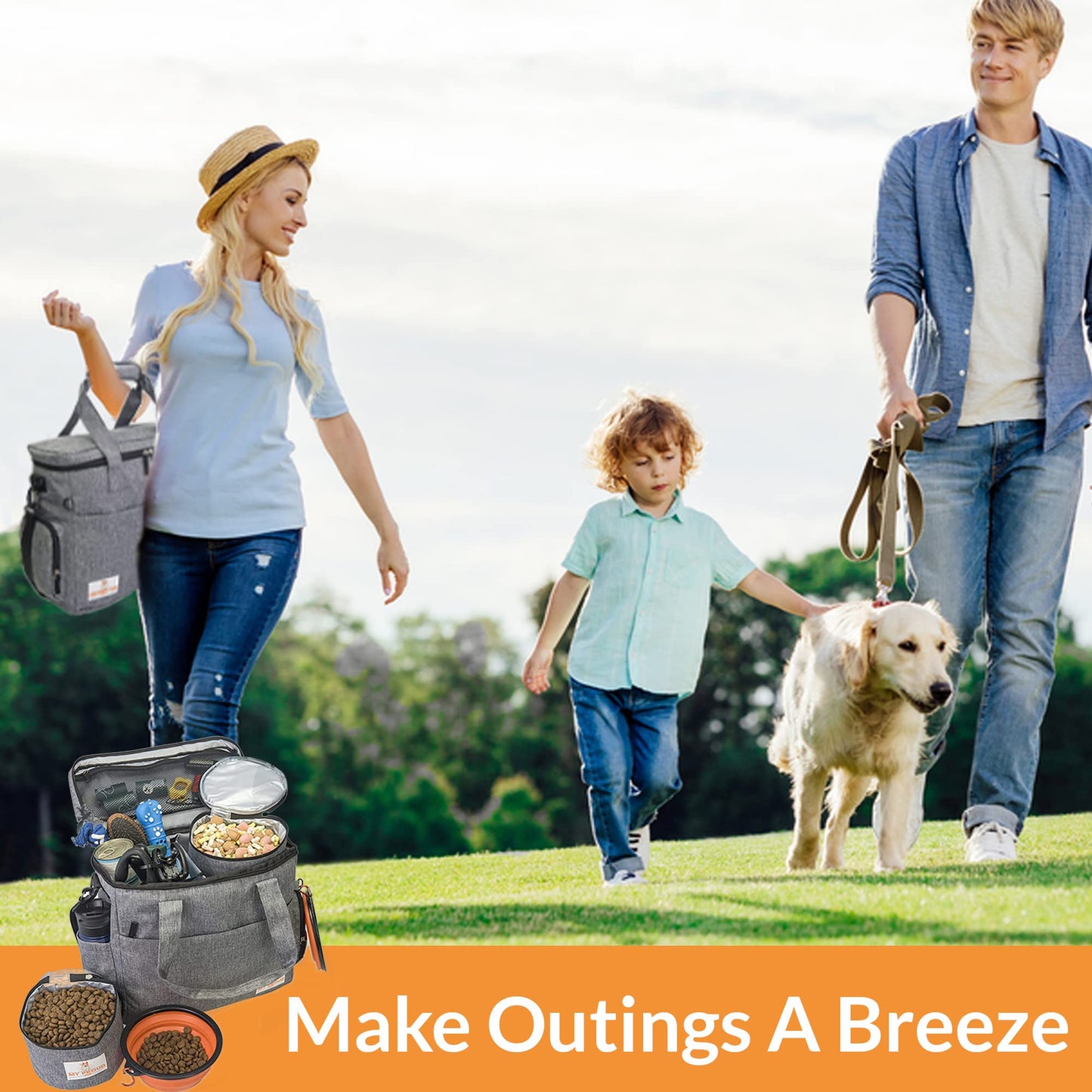 Dog Travel Bag for Supplies- Airline Approved Tote Organizer Includes Food Containers and Bowls - Complete Weekend Pet Travel Bag for Accessories