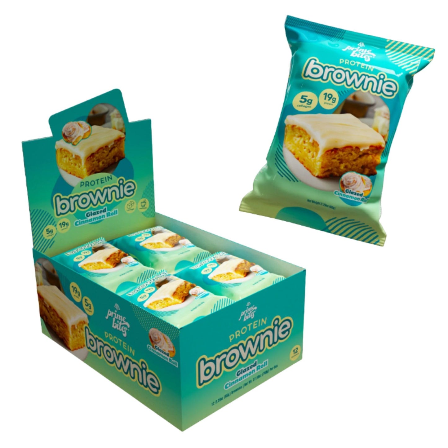 Prime Bites Protein Brownie from Alpha Prime Supplements | High Protein, Collagen Fortified Low Sugar Treat | Delicious Snack | 12 Bars per Box
