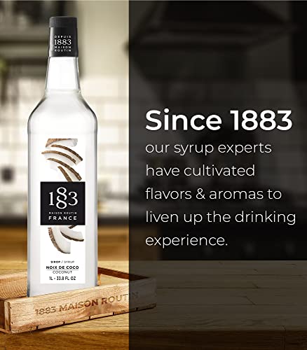 1883 Syrup - Flavored Syrup for Hot & Iced Beverages - Gluten-Free, Vegan, Non-GMO, Kosher, Preservative-Free, Made in France | Glass Bottle 1 Liter (33.8 Fl Oz)