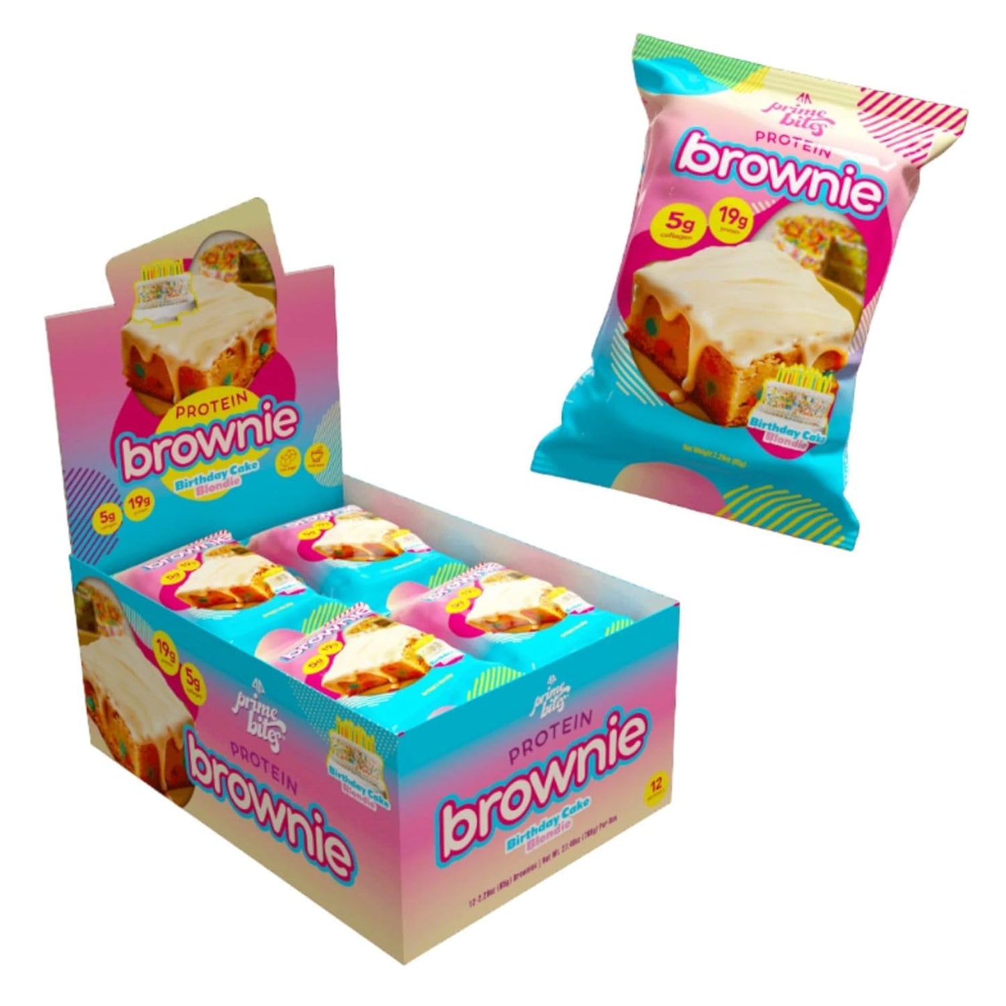 Prime Bites Protein Brownie from Alpha Prime Supplements | High Protein, Collagen Fortified Low Sugar Treat | Delicious Snack | 12 Bars per Box