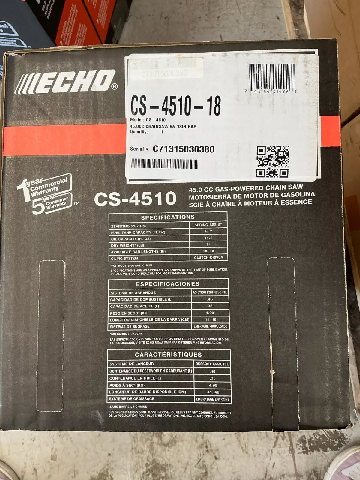 Echo-Gas powered chainsaw
