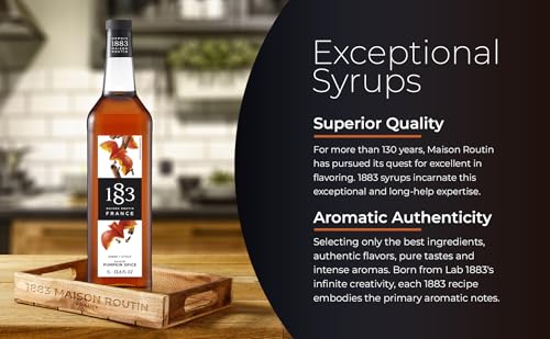 1883 Pumpkin Spice Syrup for Coffee and Drinks – Made in France – 1 Liter Plastic Bottle