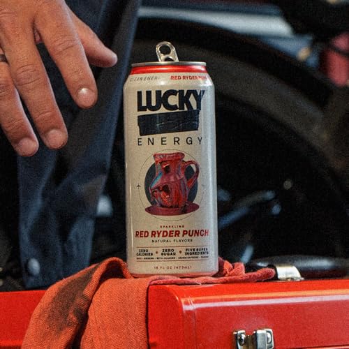 Lucky Energy Sugar Free Energy Drinks 19.2 Fl Oz Cans, Assorted Flavors, Zero Aftertaste, With Maca, Ginseng, Taurine, Beta-Alanine, 200mg Caffeine