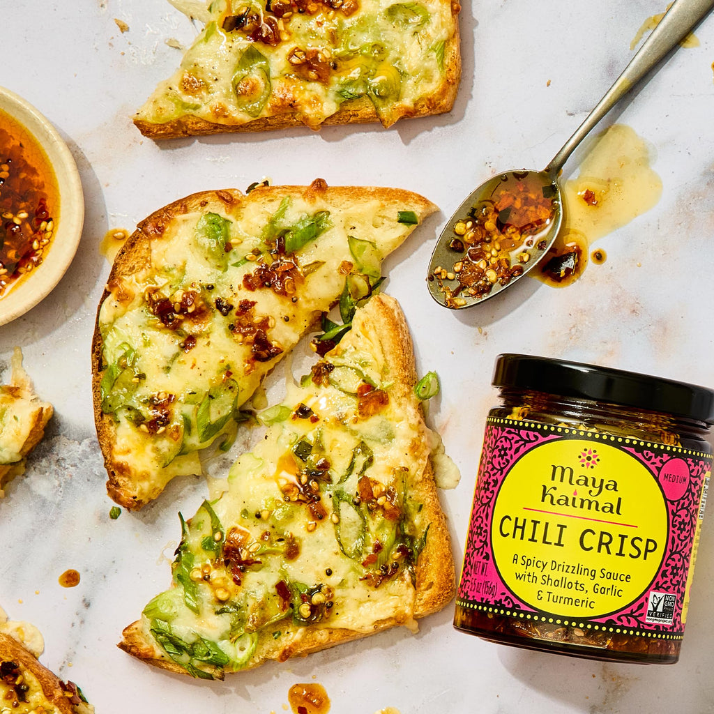 Maya Kaimal Chili Crisp, Medium Heat - Indian Tarka-Style Oil with Fried Garlic, Shallots & Chili Flakes - Pan-Asian Condiment for Noodles, Rice, Eggs & More - 5.5 oz Jar