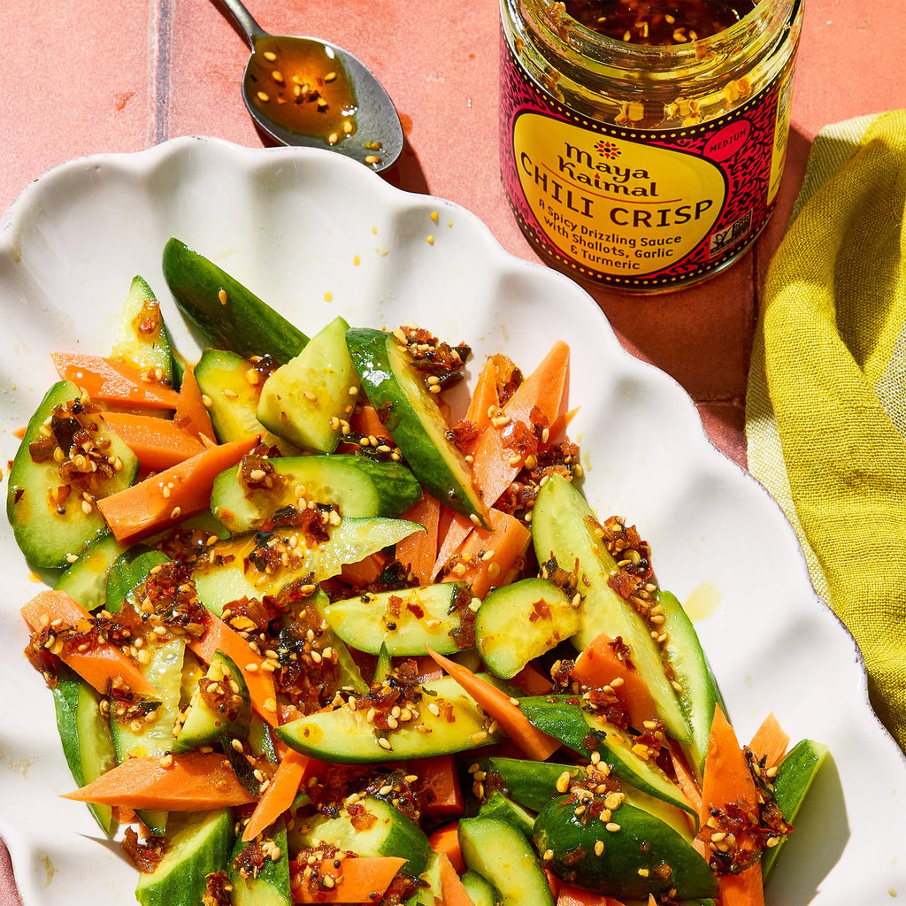 Maya Kaimal Chili Crisp, Medium Heat - Indian Tarka-Style Oil with Fried Garlic, Shallots & Chili Flakes - Pan-Asian Condiment for Noodles, Rice, Eggs & More - 5.5 oz Jar