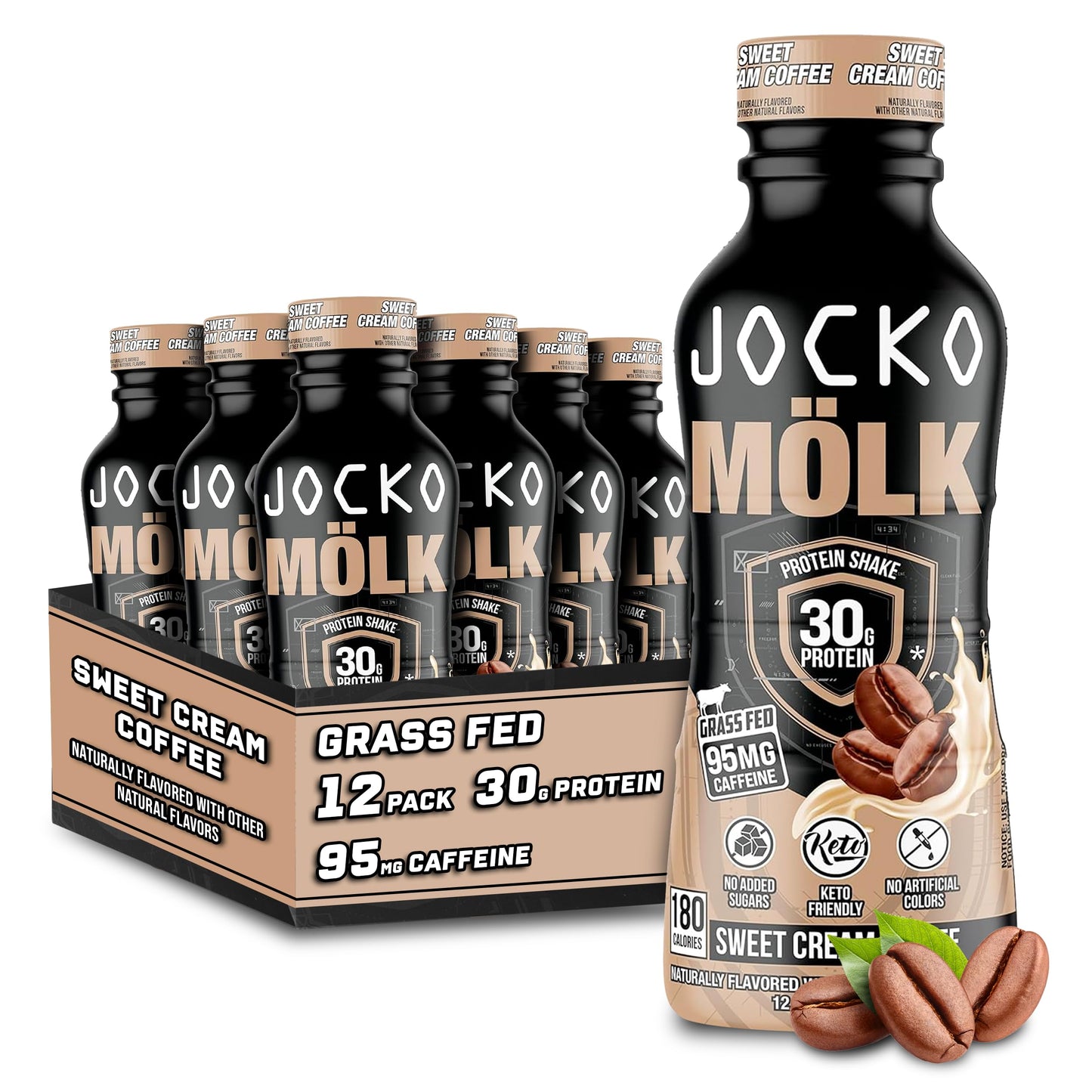 Jocko Mölk Protein Shakes – Protein Drinks, KETO Friendly, No Added Sugar, 30g Grass Fed Protein - Ready to Drink, 12 FL Oz, 12pk, Liquid