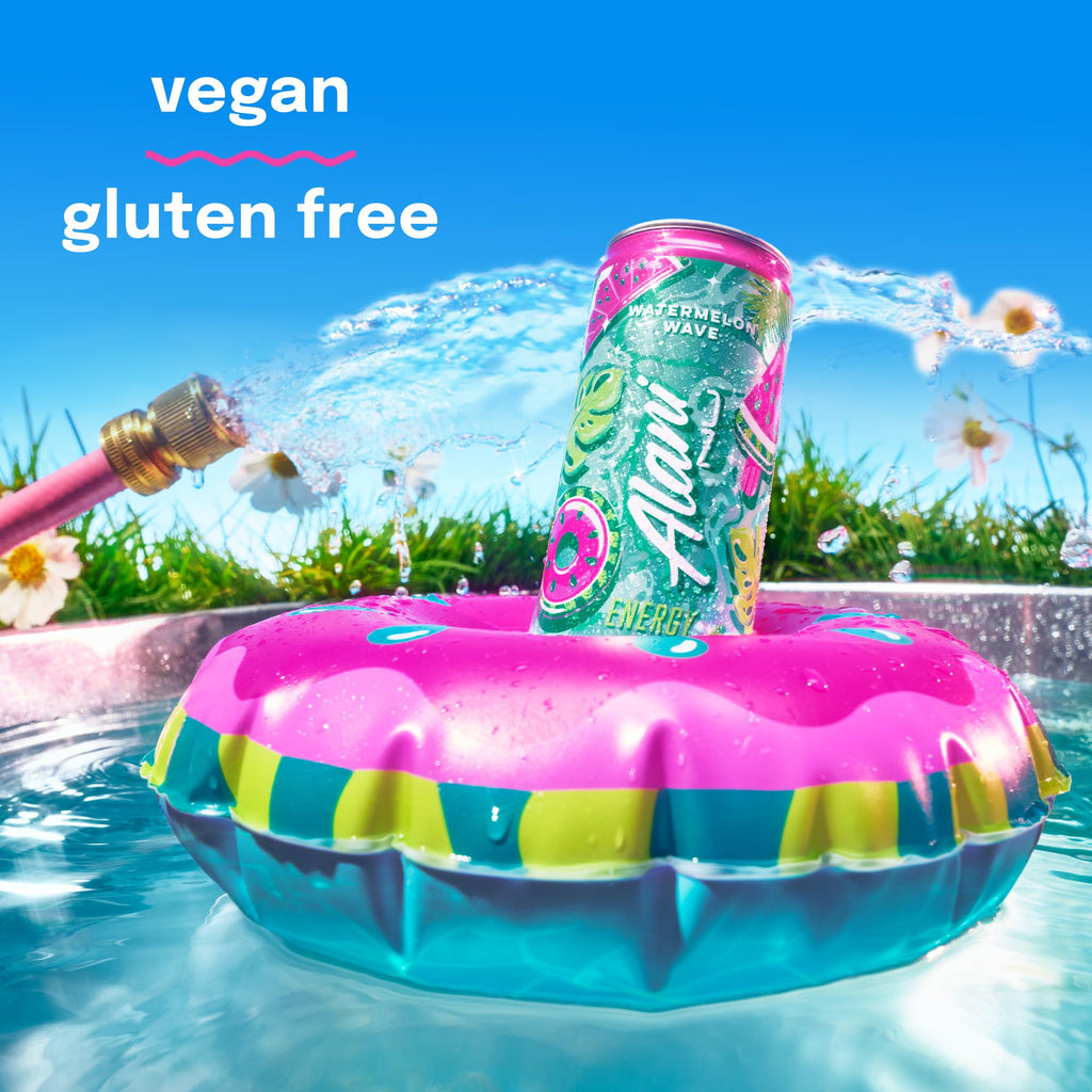 Alani Nu WATERMELON WAVE Ice Sugar Free, Low Calorie Energy Drinks | 200mg Caffeine | Antioxidants | Biotin, B Vitamins | Zero Sugar | 15 Calories or Less | 12 Oz Cans | 24 Count