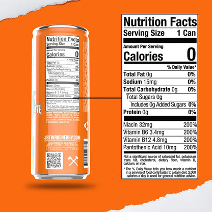 JST WRK Energy Drink - 12-Pack, Sugar-Free, Zero Calories, No Sugar Alcohols, 12 Fl Oz., 200 milligrams Caffeine