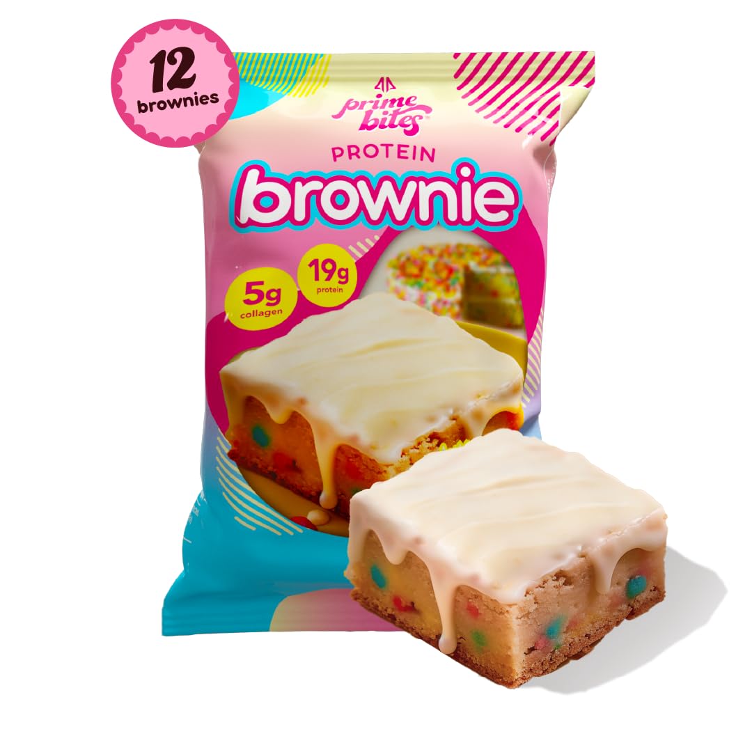 Prime Bites Protein Brownie from Alpha Prime Supplements | High Protein, Collagen Fortified Low Sugar Treat | Delicious Snack | 12 Bars per Box