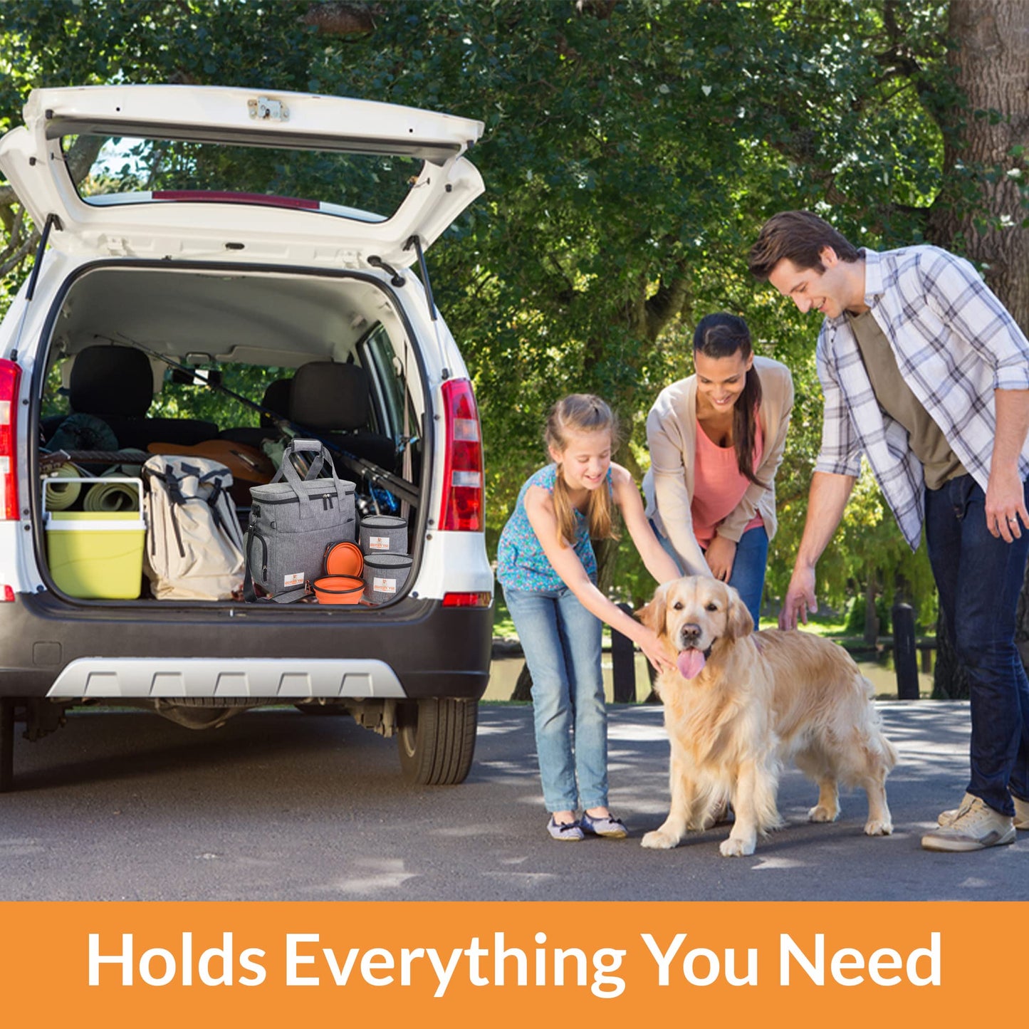 Dog Travel Bag for Supplies- Airline Approved Tote Organizer Includes Food Containers and Bowls - Complete Weekend Pet Travel Bag for Accessories