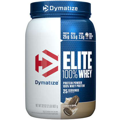 Dymatize Elite 100% Whey Protein Powder, 25g Protein, 5.5g BCAAs & 2.7g L-Leucine, Quick Absorbing & Fast Digesting for Optimal Muscle'