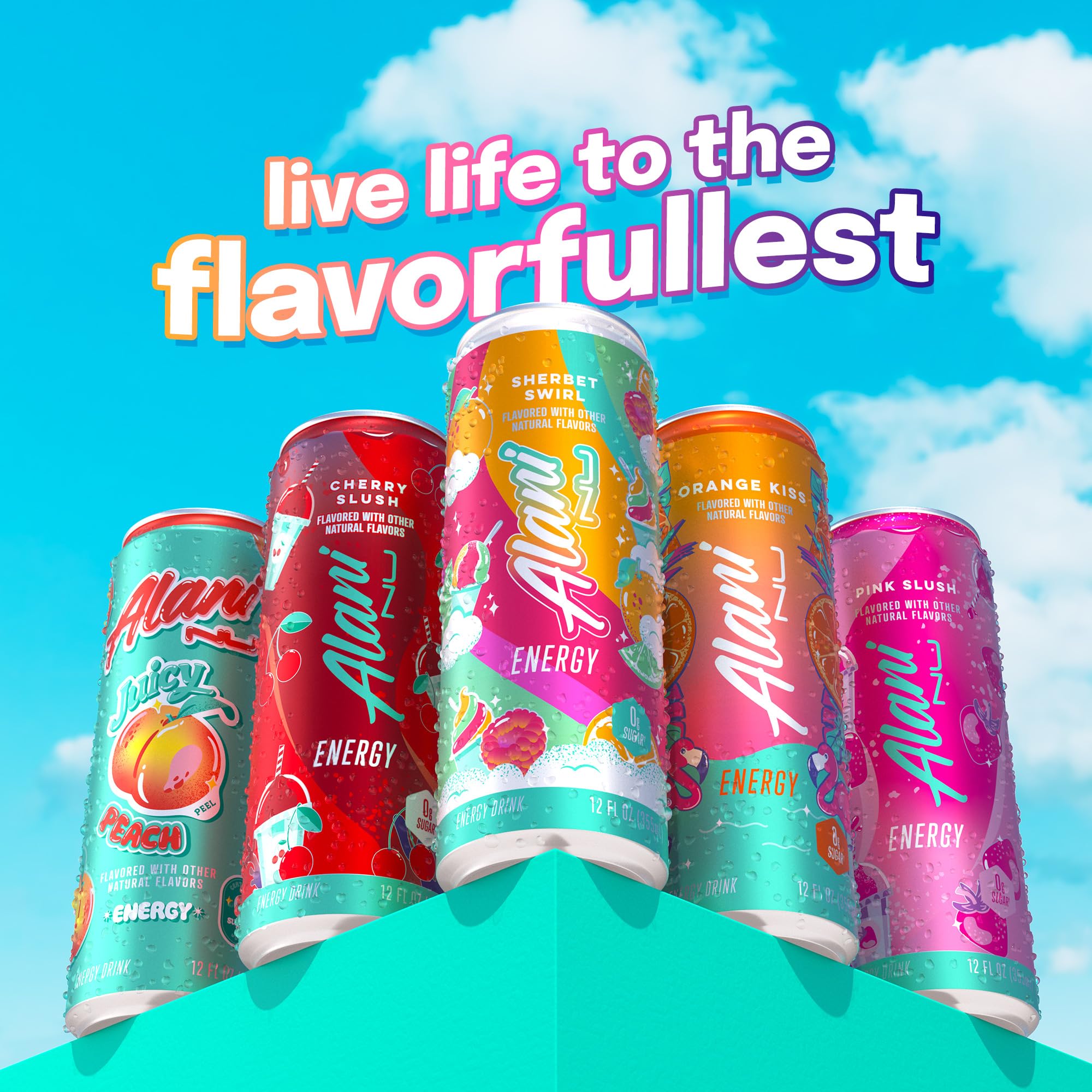 Alani Nu SHERBET SWIRL Sugar Free, Low Calorie Energy Drinks, 200mg Caffeine, Biotin B Vitamins, Zero Sugar, 10 Calories, 12 Fl Oz Cans, 12 Pack