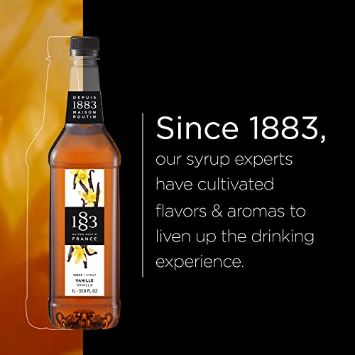 1883 Syrup - Flavored Syrup for Hot & Iced Beverages - Gluten-Free, Vegan, Non-GMO, Kosher, Preservative-Free, Made in France | Glass Bottle 1 Liter (33.8 Fl Oz)