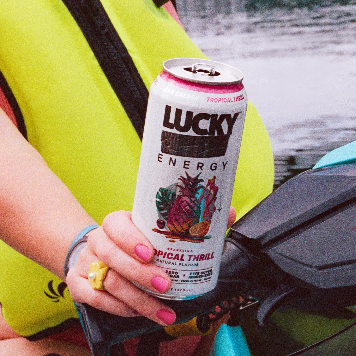 Lucky Energy Sugar Free Energy Drinks 19.2 Fl Oz Cans, Assorted Flavors, Zero Aftertaste, With Maca, Ginseng, Taurine, Beta-Alanine, 200mg Caffeine