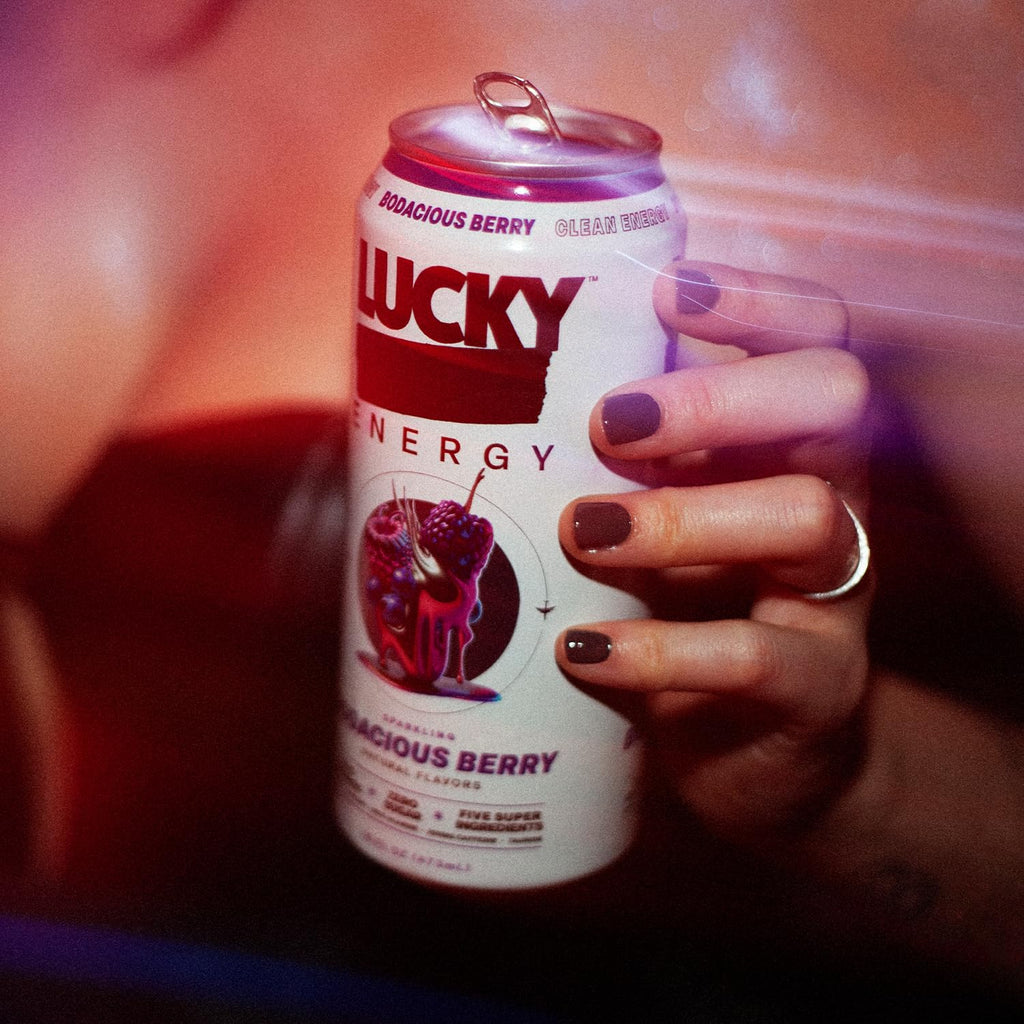 Lucky Energy Sugar Free Energy Drinks 19.2 Fl Oz Cans, Assorted Flavors, Zero Aftertaste, With Maca, Ginseng, Taurine, Beta-Alanine, 200mg Caffeine