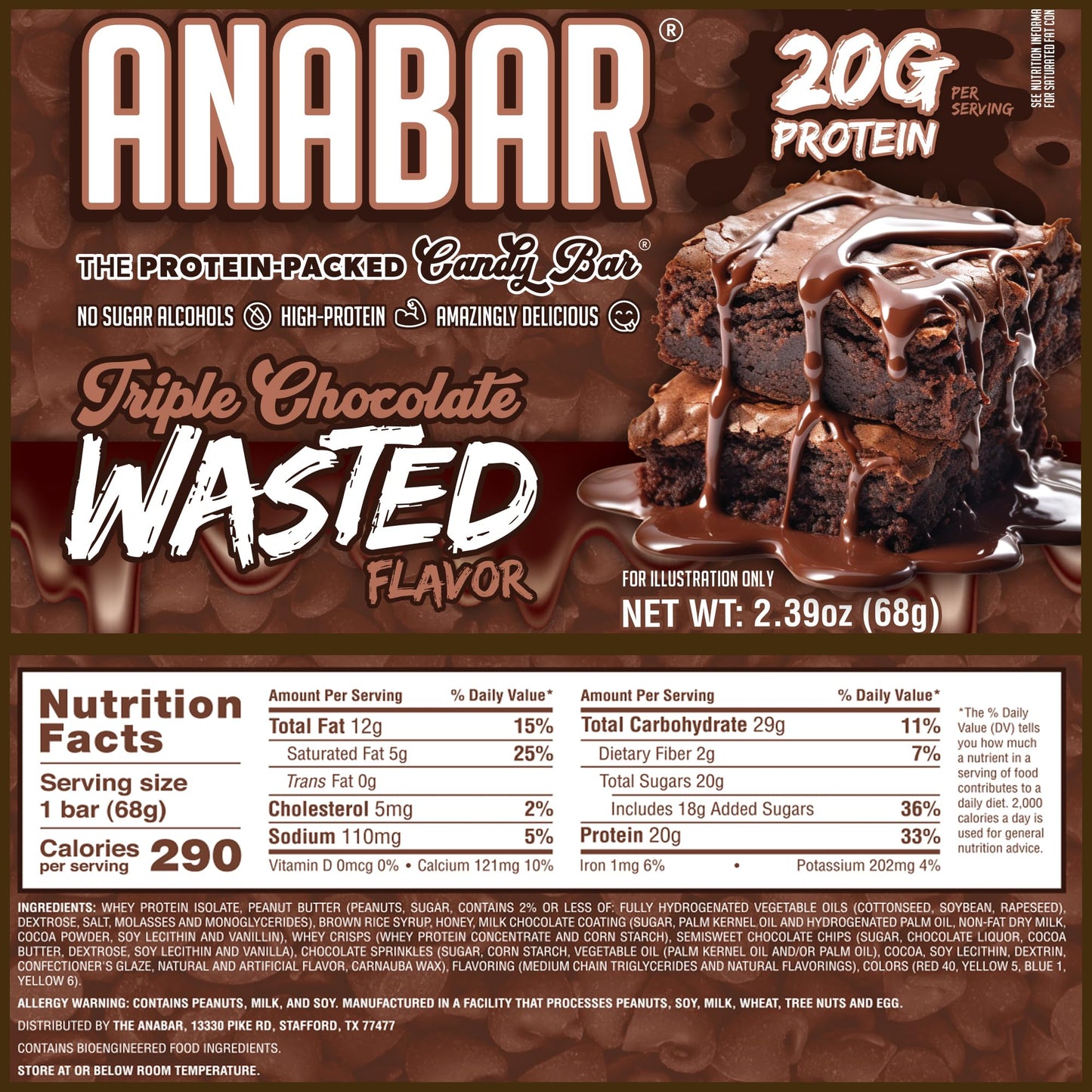 Anabar Protein Bar, The Protein-Packed Candy Bar, Amazing Tasting Protein Bar, No Sugar Alcohols, High Protein, Amazingly Delicious, 20 Grams of Protein