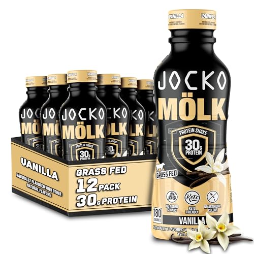Jocko Mölk Protein Shakes – Protein Drinks, KETO Friendly, No Added Sugar, 30g Grass Fed Protein - Ready to Drink, 12 FL Oz, 12pk, Liquid