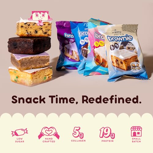 Prime Bites Protein Brownie from Alpha Prime Supplements | High Protein, Collagen Fortified Low Sugar Treat | Delicious Snack | 12 Bars per Box