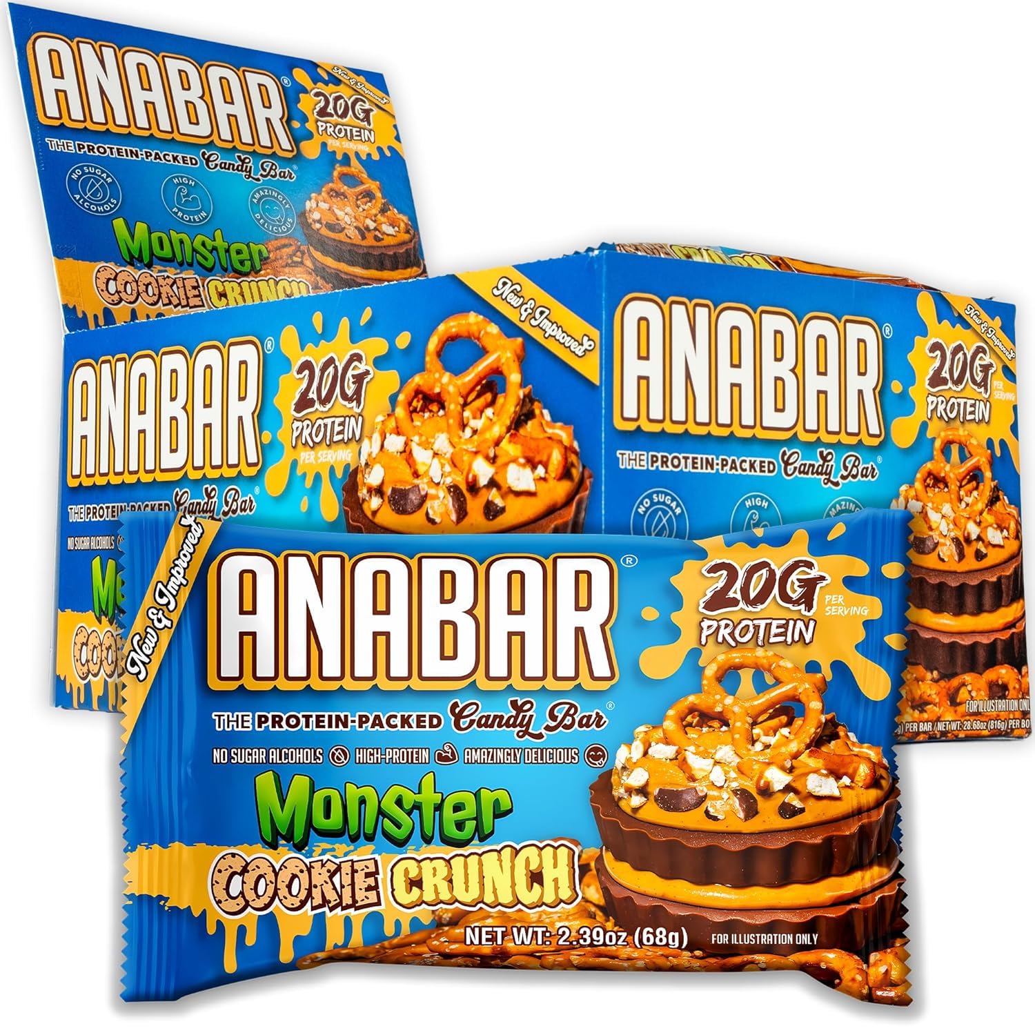 Anabar Protein Bar, 12 Bars, Milk Chocolate Monster Cookie Crunch