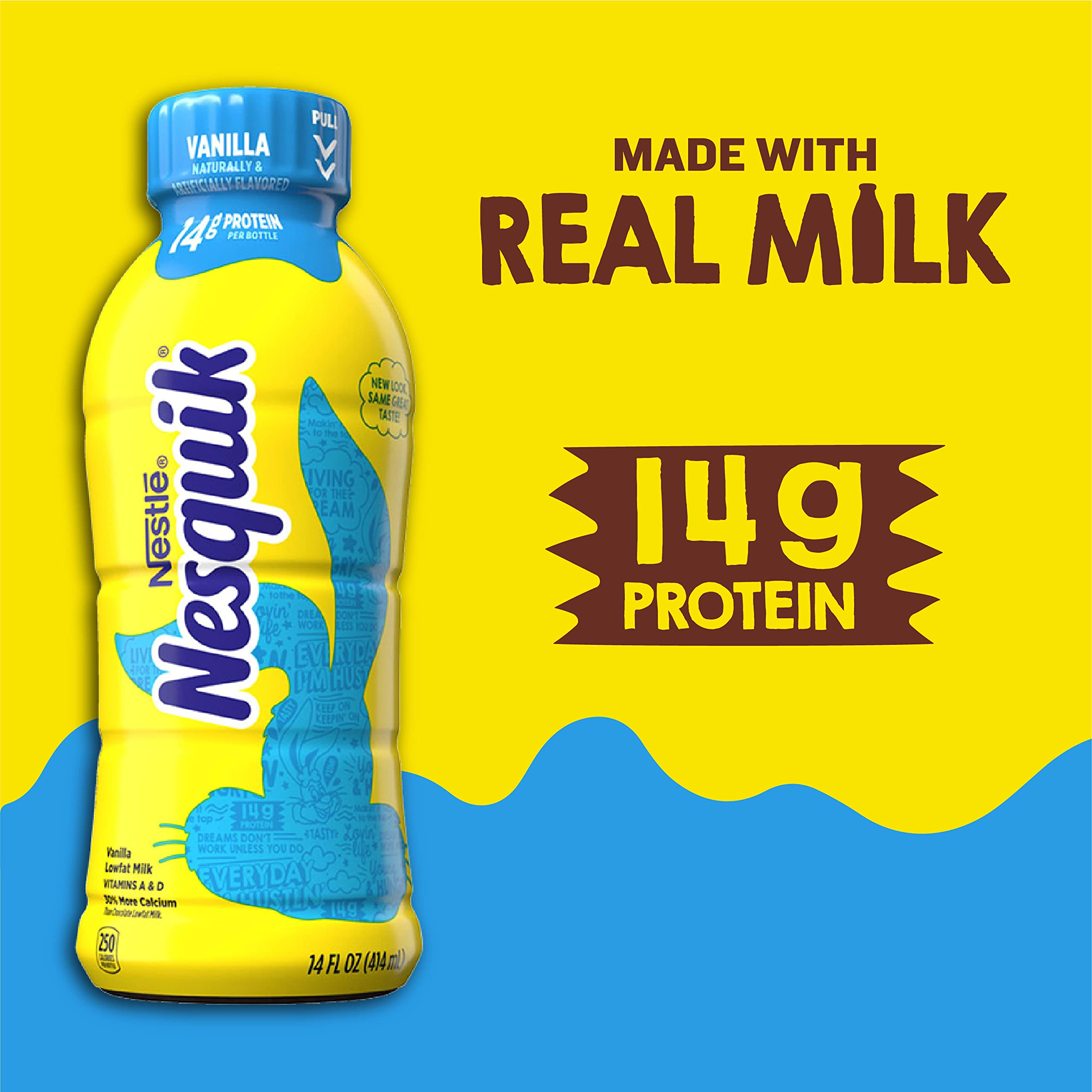 Nesquick Flavored Lowfat Milk 14 Ounce Bottles 12 Pack (Vanilla)