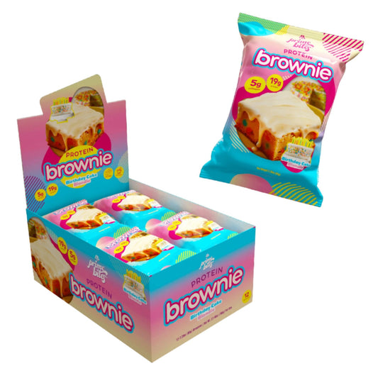 Prime Bites Protein Brownie from Alpha Prime Supplements | High Protein, Collagen Fortified Low Sugar Treat | Delicious Snack | 12 Bars per Box (Birthday Cake Blondie)