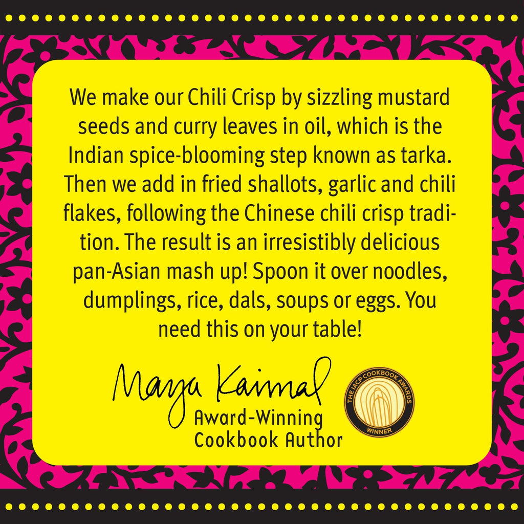 Maya Kaimal Chili Crisp, Medium Heat - Indian Tarka-Style Oil with Fried Garlic, Shallots & Chili Flakes - Pan-Asian Condiment for Noodles, Rice, Eggs & More - 5.5 oz Jar