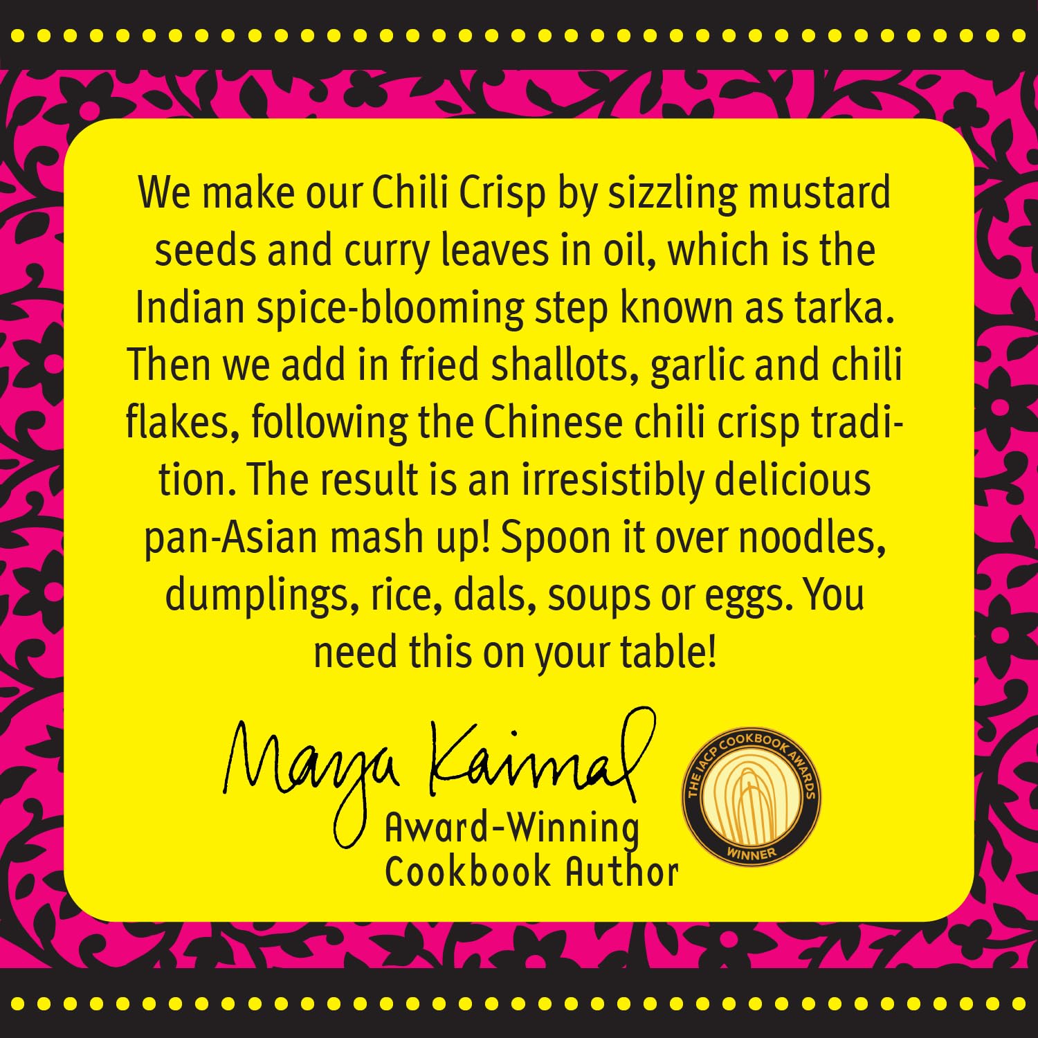 Maya Kaimal Chili Crisp, Medium Heat - Indian Tarka-Style Oil with Fried Garlic, Shallots & Chili Flakes - Pan-Asian Condiment for Noodles, Rice, Eggs & More - 5.5 oz Jar