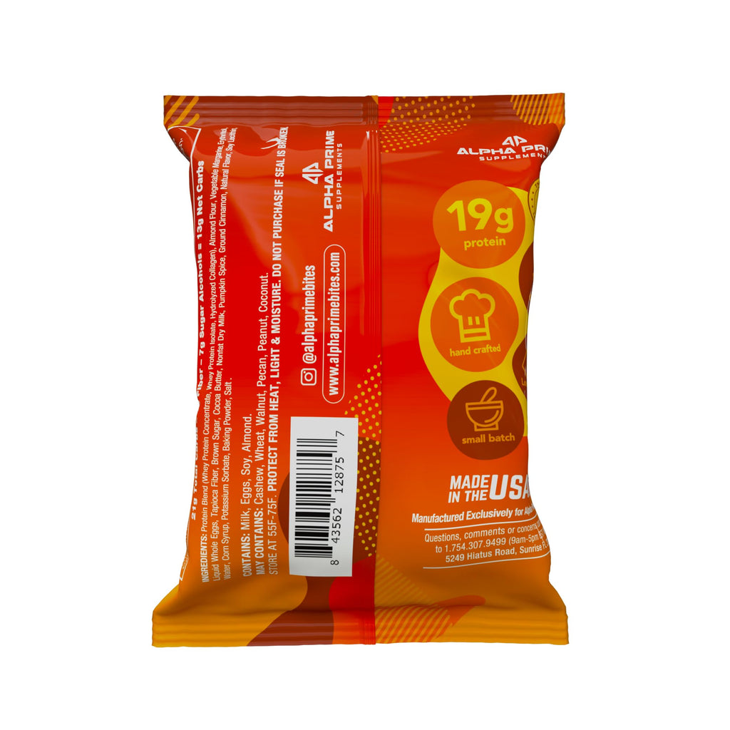Prime Bites Protein Brownie from Alpha Prime Supplements | High Protein, Collagen Fortified Low Sugar Treat | Delicious Snack | 12 Bars per Box