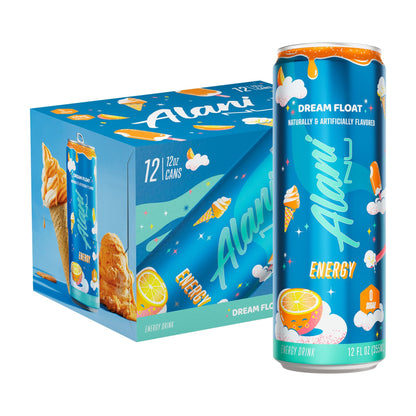 Alani Nu DREAM FLOAT Ice Sugar Free, Low Calorie Energy Drinks | 200mg Caffeine | Antioxidants | Biotin, B Vitamins | Zero Sugar | 15 Calories or Less | 12 Oz Cans | 24 Count