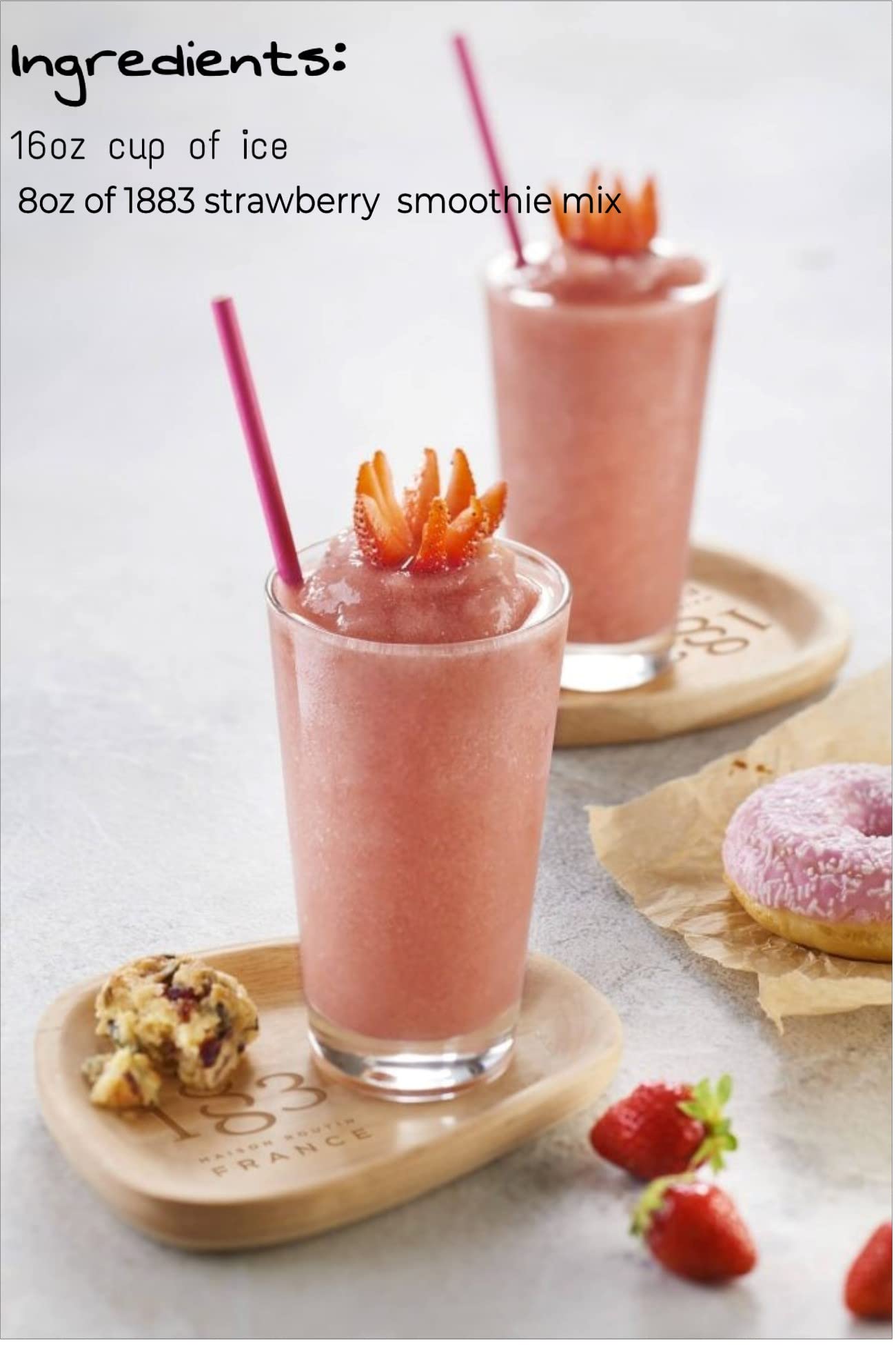 1883 Strawberry Smoothie 1L Carton, Made with real fruit, no preservatives, vegan Approved, GMO Free