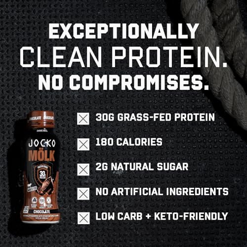 Jocko Mölk Protein Shakes – Protein Drinks, KETO Friendly, No Added Sugar, 30g Grass Fed Protein - Ready to Drink, 12 FL Oz, 12pk, Liquid