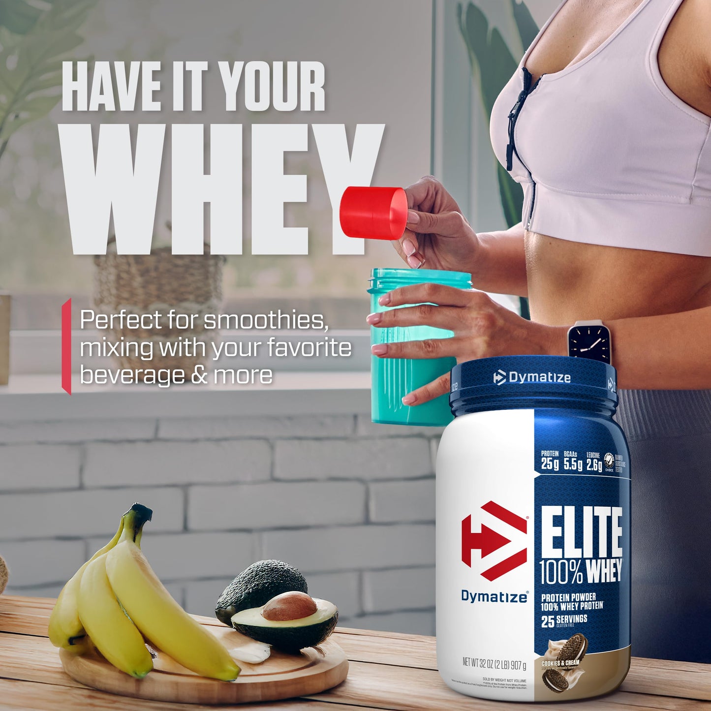 Dymatize Elite 100% Whey Protein Powder, 25g Protein, 5.5g BCAAs & 2.7g L-Leucine, Quick Absorbing & Fast Digesting for Optimal Muscle'
