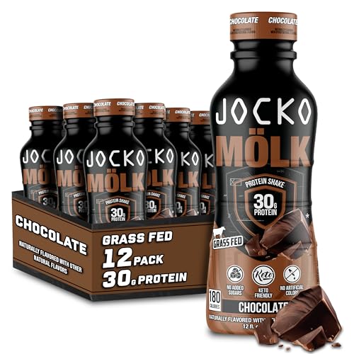 Jocko Mölk Protein Shakes – Protein Drinks, KETO Friendly, No Added Sugar, 30g Grass Fed Protein - Ready to Drink, 12 FL Oz, 12pk, Liquid