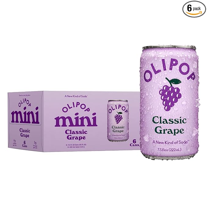 OLIPOP Minis Prebiotic Soda Pop, Classic Grape