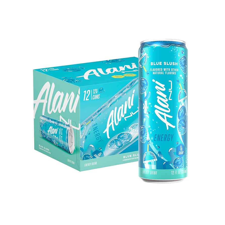 Alani Nu BLUE SLUSH Sugar Free Energy Drink 12 oz (Pack of 12)