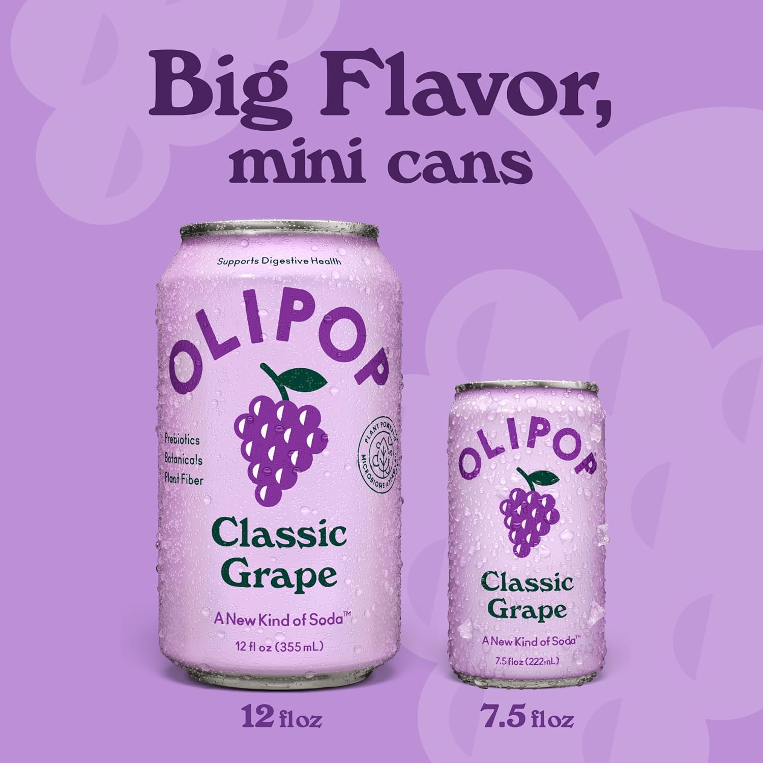 OLIPOP Minis Prebiotic Soda Pop, Classic Grape
