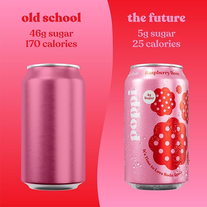 Poppi Raspberry Rose Prebiotic Soda 4PK, 12 FZ