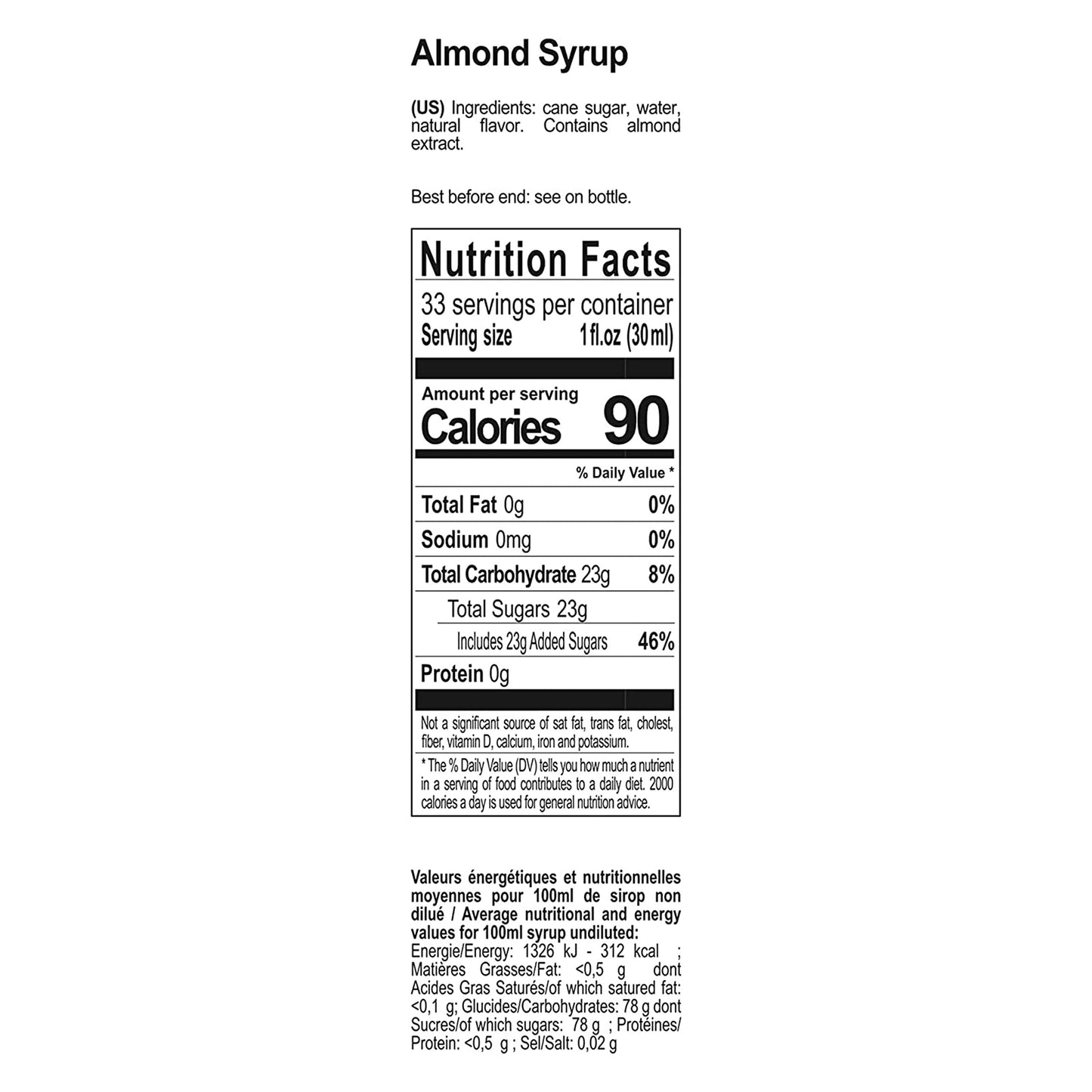 Coffee Syrup, Syrup for Drinks, 1 Liter Bottle