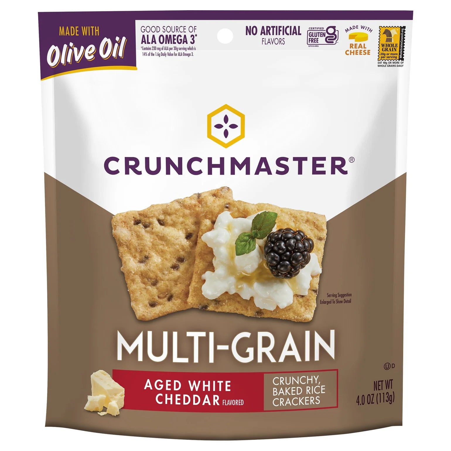 Crunch Master Crackers, White Cheddar, 4 oz