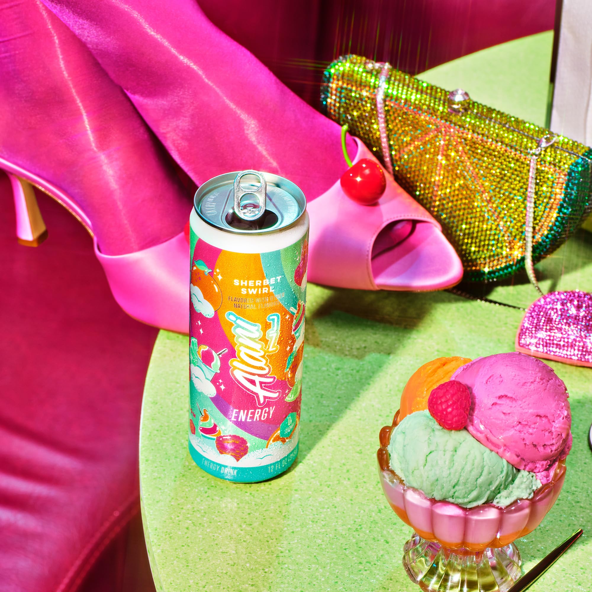 Alani Nu SHERBET SWIRL Sugar Free, Low Calorie Energy Drinks, 200mg Caffeine, Biotin B Vitamins, Zero Sugar, 10 Calories, 12 Fl Oz Cans, 12 Pack