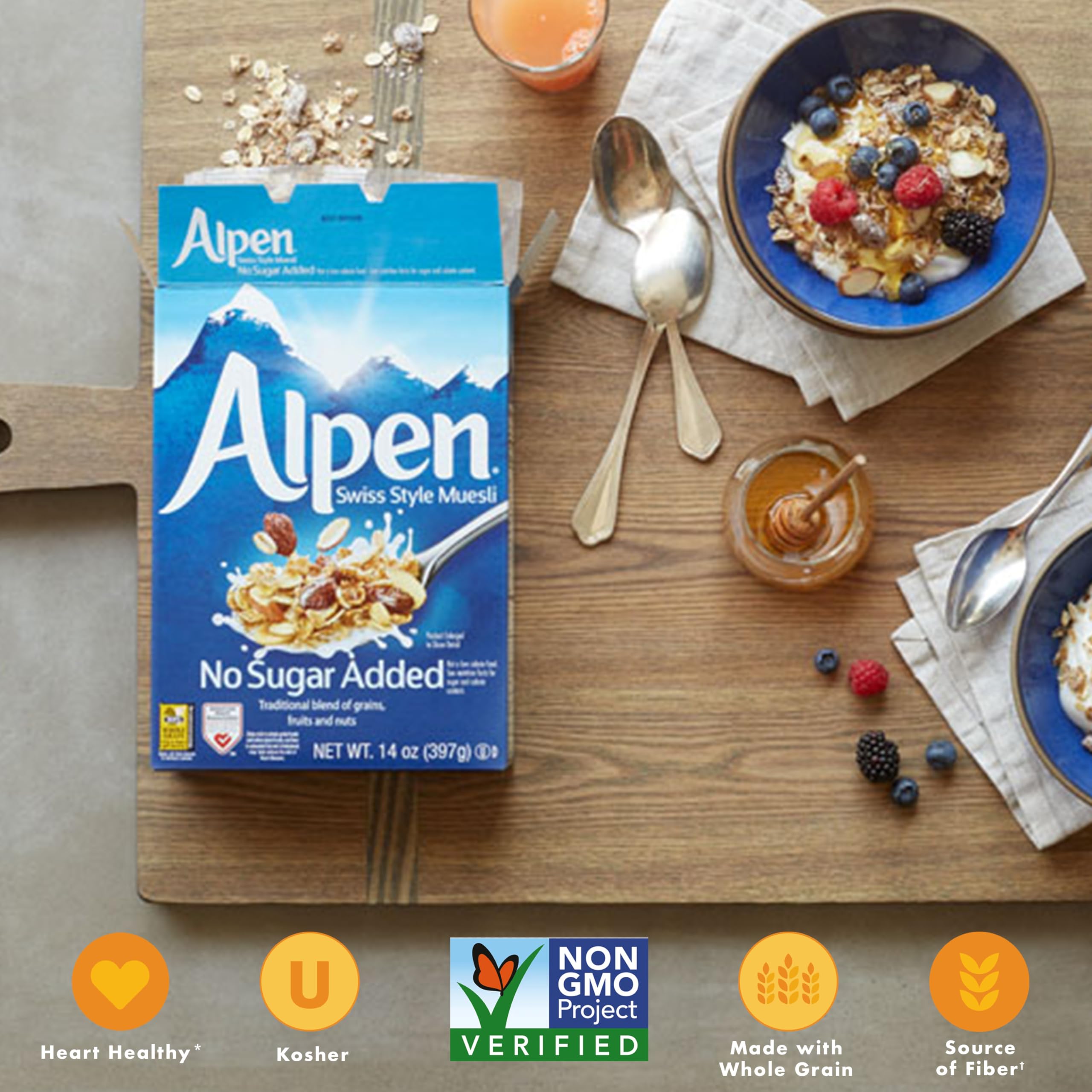 Alpen Swiss Style Muesli Cereal No Sugar Added 14 oz