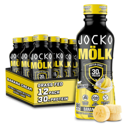 Jocko Mölk Protein Shakes – Protein Drinks, KETO Friendly, No Added Sugar, 30g Grass Fed Protein - Ready to Drink, 12 FL Oz, 12pk, Liquid