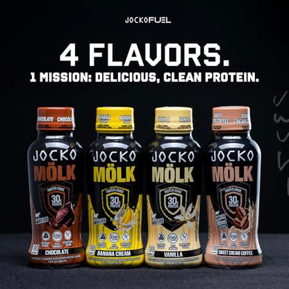 Jocko Mölk Protein Shakes – Protein Drinks, KETO Friendly, No Added Sugar, 30g Grass Fed Protein - Ready to Drink, 12 FL Oz, 12pk, Liquid