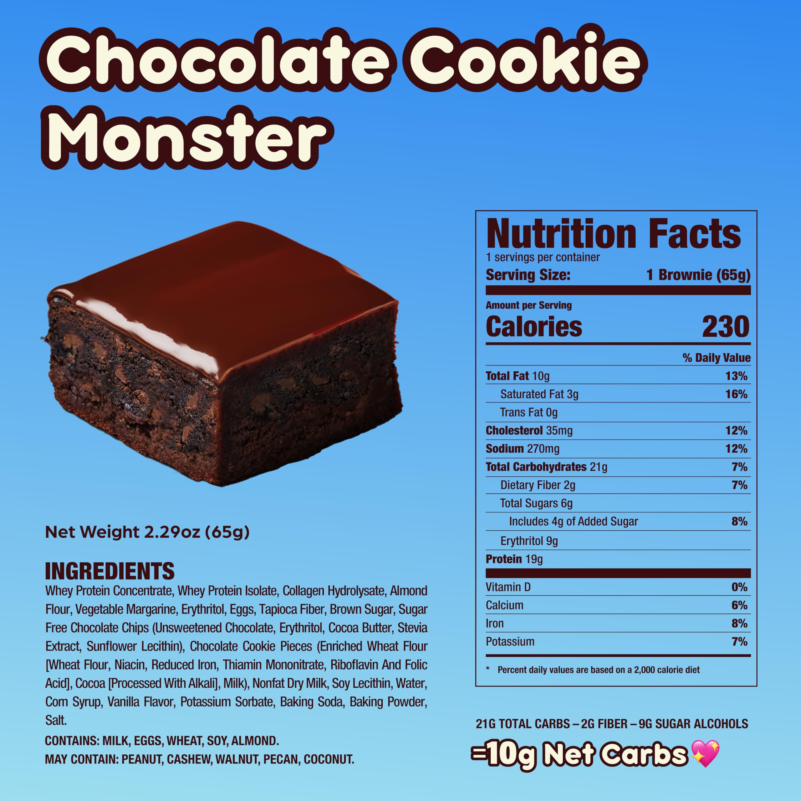 Prime Bites Protein Brownie from Alpha Prime Supplements | High Protein, Collagen Fortified Low Sugar Treat | Delicious Snack | 12 Bars per Box