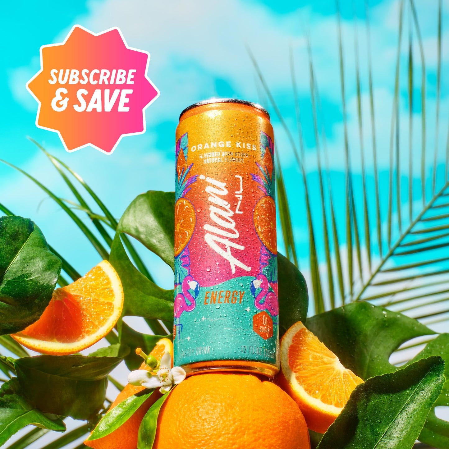 Alani Nu ORANGE KISS Ice Sugar Free, Low Calorie Energy Drinks | 200mg Caffeine | Antioxidants | Biotin, B Vitamins | Zero Sugar | 15 Calories or Less | 12 Oz Cans | 24 Count