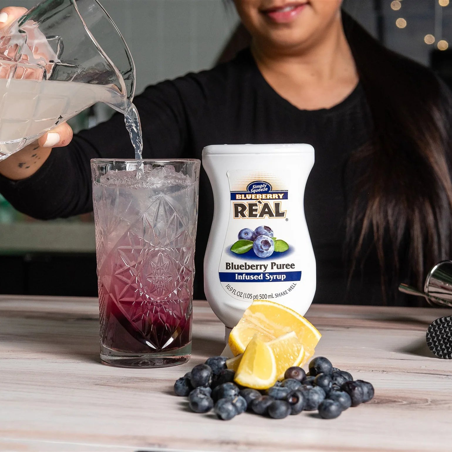 Blueberry Real Puree Infused Syrup, 16.9 fl oz Squeezable Plastic Bottle
