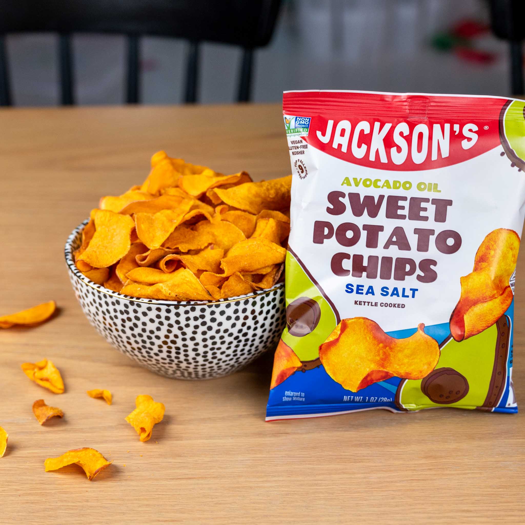 Jackson's Sweet Potato Chips Avocado Oil Sea Salt Kettle Cooked 16 oz 1 lbs NEW