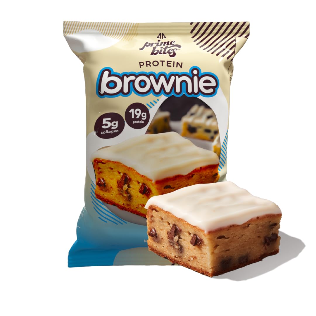 Prime Bites Protein Brownie from Alpha Prime Supplements | High Protein, Collagen Fortified Low Sugar Treat | Delicious Snack | 12 Bars per Box
