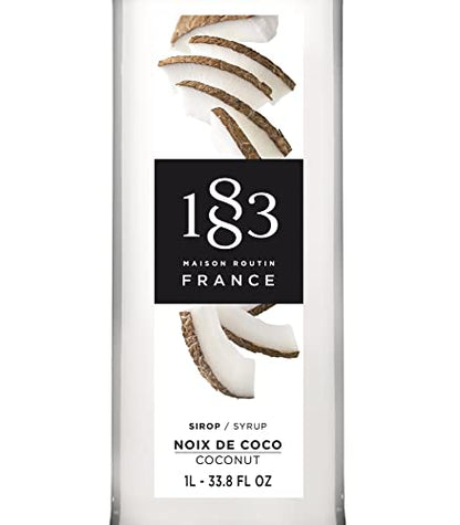 1883 Syrup - Flavored Syrup for Hot & Iced Beverages - Gluten-Free, Vegan, Non-GMO, Kosher, Preservative-Free, Made in France | Glass Bottle 1 Liter (33.8 Fl Oz)