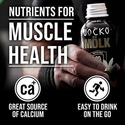Jocko Mölk 30g Grass Fed Protein Shakes – No Added Sugar Protein Drinks KETO Friendly - Ready to Drink 12 FL Oz (Pack of 12) Vanilla